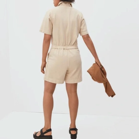 Everlane Denim Khaki Short Coverall Romper Full Zip - Picture 7 of 11